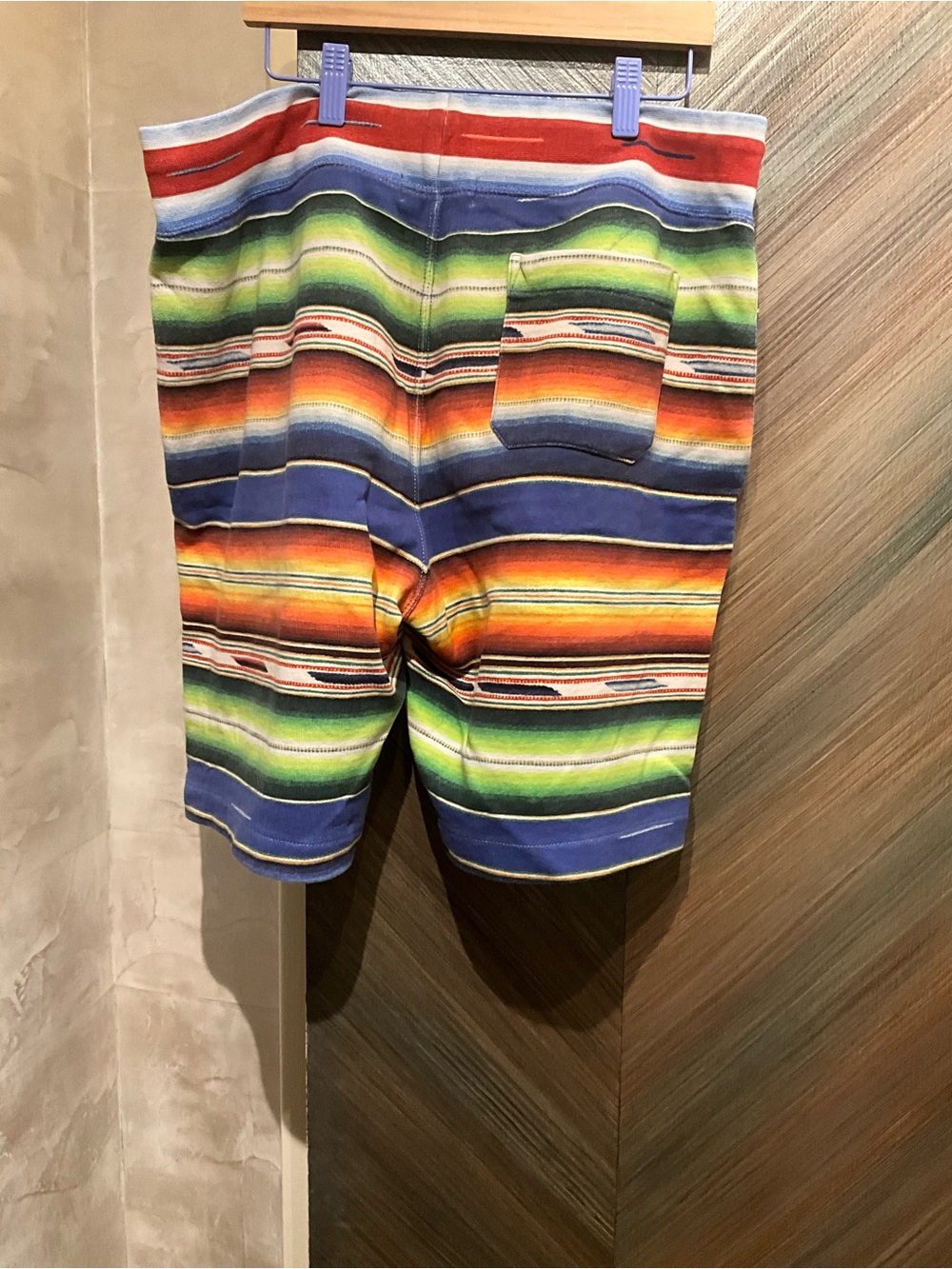 Ralph Lauren Blue, Green & Orange Striped Swim Trunks - Picture 3 of 5